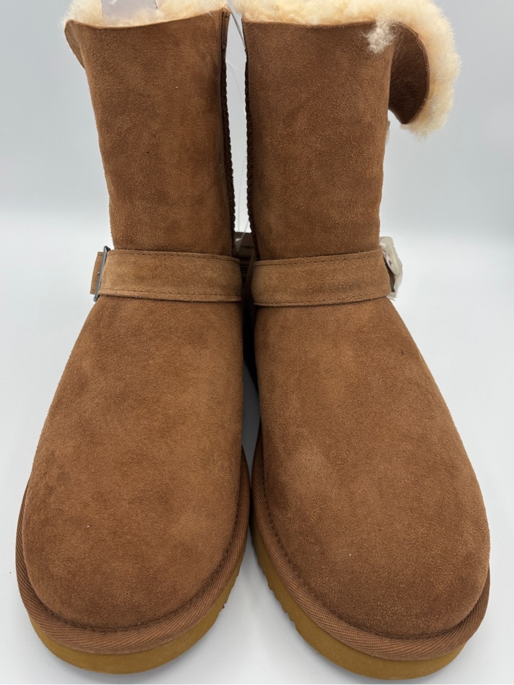 Kirklands Suede Shearling-Lined Buckle Boots - Chestnut - Size Women's 9